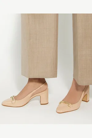 Dune Detailed Block hæle Snaffle Cream Slingbacks