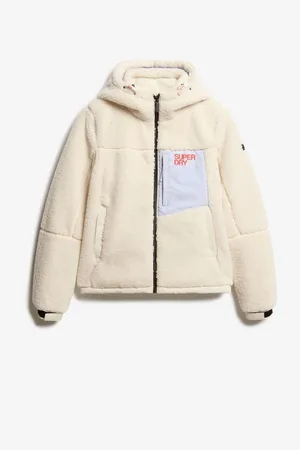 Superdry Hooded Cream Fleece Trekker Jakke34