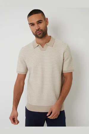 Threadbare Textured Stribet Knit Trophy Neck Polo-skjorter2X-Large