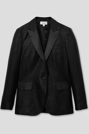 Reiss Minnie Single-Breasted Lamé-Stripe Tuxedo Jacket38