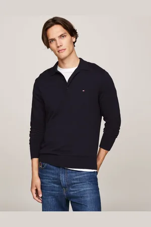 Tommy Hilfiger Blue Organic Pima Cotton Cashmere Long Sleeved Polo ShirtXXL