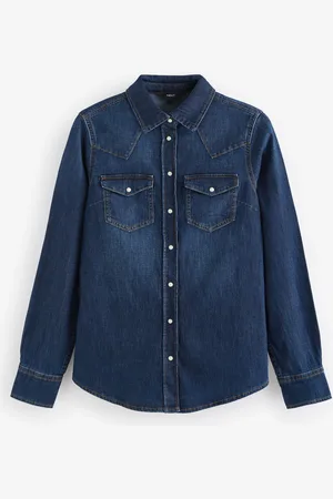 Next Seam Detail Fitted Denim Western 100% Cotton Shirt38