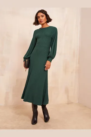 Friends Like These Long Sleeve Rib Batwing Midi Dress50