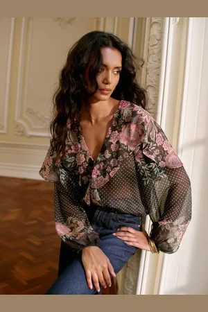 Lipsy London Floral Ruffle Cape Blouse42