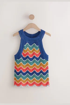 Next Crochet Wave Holiday Halter 100% Cotton TankMedium Regelmæssig