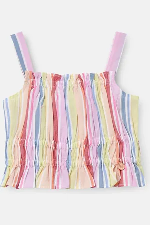 Angel & Rocket Faye Multi Stripe Shirred 100% Cotton Top110116cm