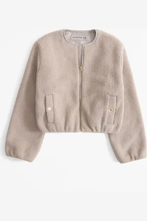 Abercrombie & Fitch Sherpa Fleece Teddystof Collarless Shacket15 - 16 år (170 - 176cm)