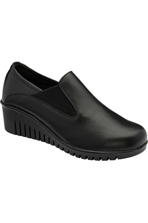 Lotus Leather Slip-On Wedge Shoes