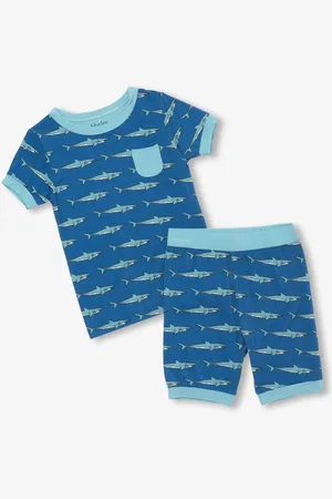 Hatley Blue Shark Tank Bamboo Short Pyjamas Set98104cm