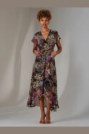 Jolie Moi Chiffon Print Frill Dip Hem Maxi Dress40