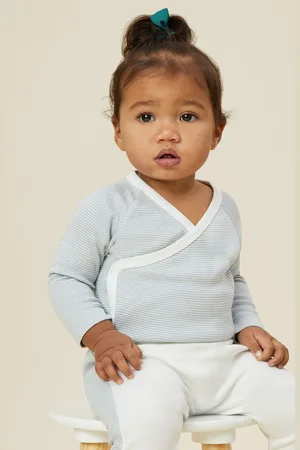 Mori Organic Cotton & Bamboo Long Sleeve Kimono Bodysuit12 - 18 måneder (80 - 86cm)