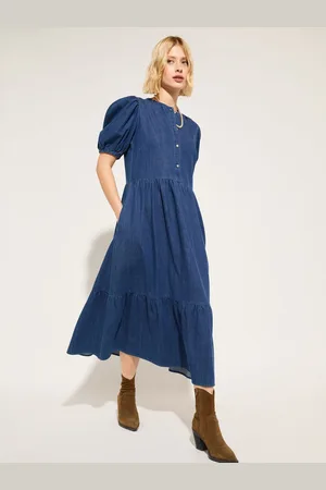 Baukjen Blue Clementina Denim 100% Organic Cotton Midi Dress46