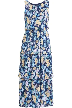 Gina Bacconi Zara Blomster Tryk Plisse Tier Kjole