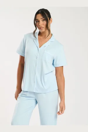Loungeable Super Soft Jersey Rib Traditional Short Sleeve Long Pyjamas Setmedium