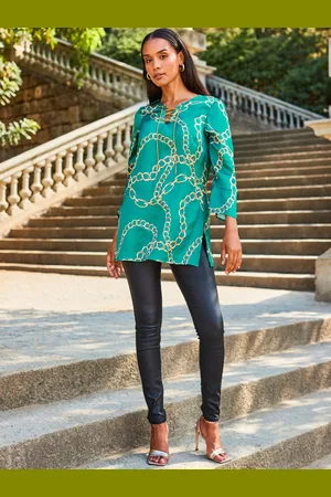 Sosandar Chain Tryk Lace Front Longline Tunika Top38