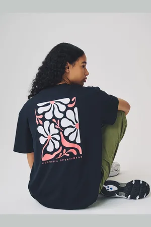 Columbia Oversized Rolling Bend Graphic 100% Organic Cotton Black T-Shirtxlarge