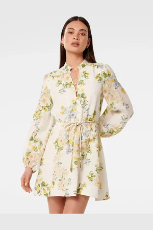 Forever New Annalise Fluted Mini Dress Contains Linen42