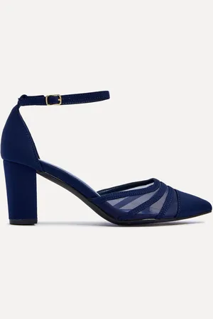 Linzi Tasha Scuba Block Court Heels With Mesh Front Detail