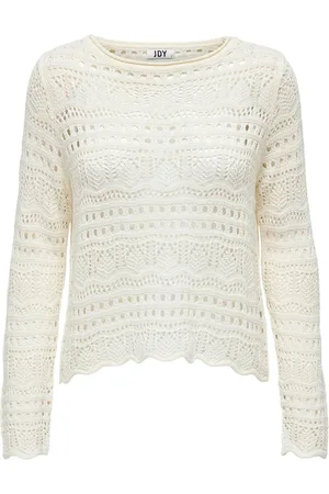 JDY Long Sleeve Knitted Crochet Boatneck Pullover Jumper