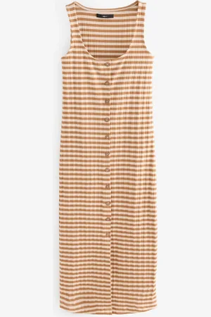 Next Firkantet hals Button Down Rib Column Midi Kjole48