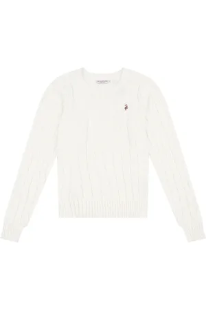 U.S. Polo Assn. U. S. Polo Assn. Womens V-Neck Cable Knit 100% Cotton JumperL