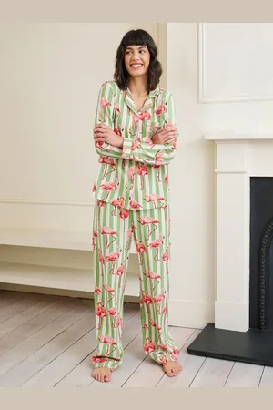 Chelsea Peers Organic Cotton Flamingo Stripe Long Pyjamas Set42