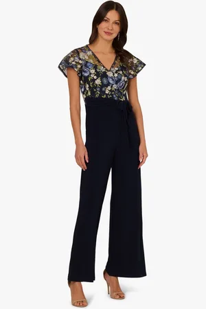 Adrianna Papell Blue Embroidered Combo Jumpsuit42
