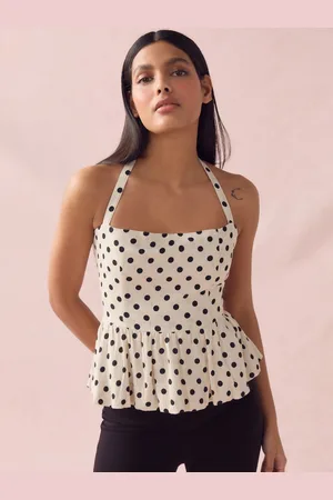 Next Peplum Halter Neck Top With Linen