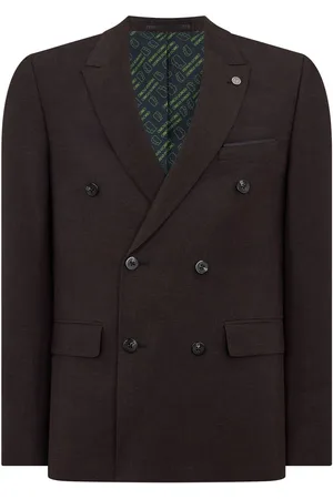 Remus Slim Fit Double-Breasted Linen-Blend Suit Jacket38r