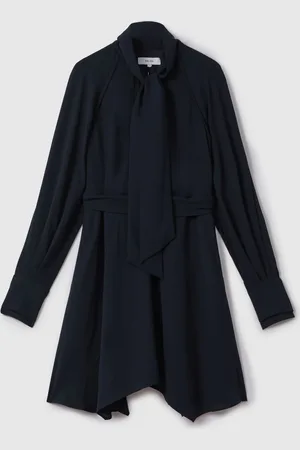 Reiss Ellie Tie Neck Zip Front Mini Dress32