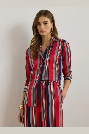 Ralph Lauren Jamelko Stripe Glossy Charmeuse ShirtXL