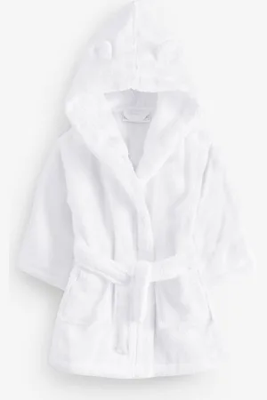 The White Company Hydro 100% Organic Cotton White Robe With Ears1.5-2 Yrs