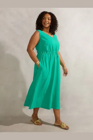 Live Unlimited London Linen Blend Drawstring Dress