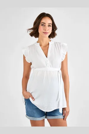 JoJo Maman Bébé Frill Sleeve Textured Maternity Blousemedium