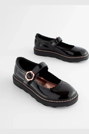 Next Leather Chunky Rose Gold Mary Jane School Shoes