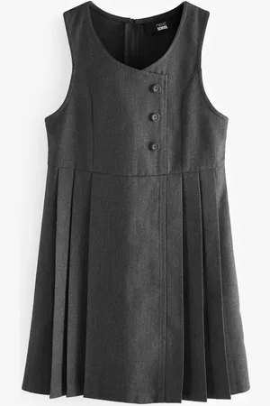 Next Asymmetrisk knap foran Pinafore School Kjole (3-14år)4 år (104cm)