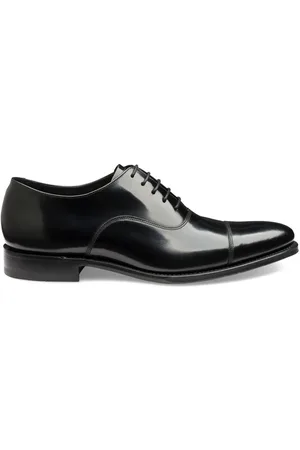 Loake Smith Black Polished Oxford Toe Cap Shoes