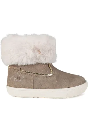 Toezone Girls Faith Suede Leather Faux Fur Zip Boots