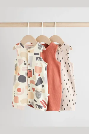 Next Baby 100% Cotton Vest Rompers 3 PackOp til 3 måneder (62cm)