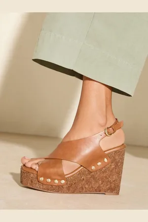 Friends Like These Millie Mackintosh Cross Strap Comfort Faux Leather Wedge Clog Sandals
