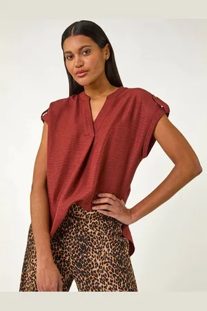 Roman Pleated Notch Neck Top42