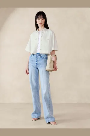 Banana Republic Hamp-bomuld cropped skjorteL