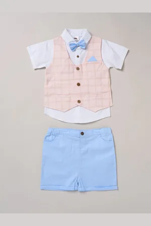 Little Gent 100% Cotton Brown Shirt with Mock Waistcoat Shorts and Bowtie Outfit Set9298cm