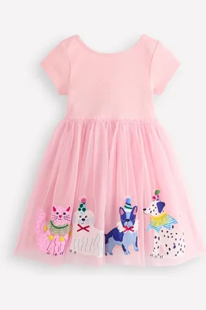 Boden Ami Appliqué Tulle 100% Cotton Dress98104cm