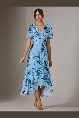 Jolie Moi Mesh Print Frill Hem Midaxi Dress40