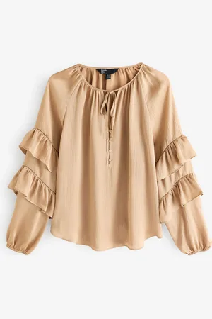 Friends Like These Crinkle Satin Ruffle Sleeve Blouse44