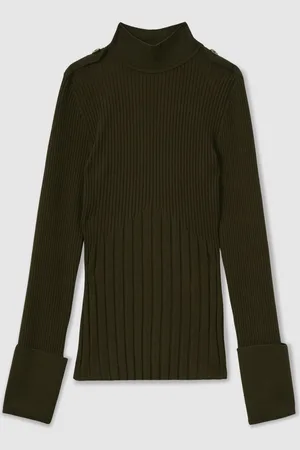Reiss Vienne Rib-Knit High-Neck TopS