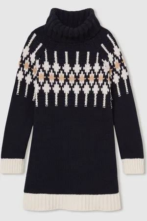 Reiss Emily Wool-Blend Fairisle Pattern Roll-Neck Dress10 - 11 år (140 - 146cm)