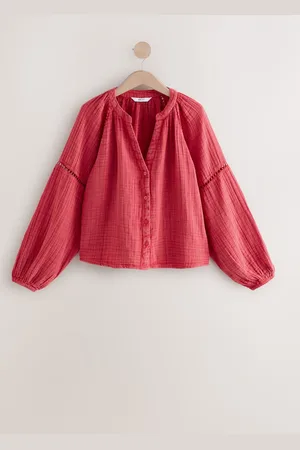 Next Button Down Langærmet 100% Bomuld Doublecloth Bluse48