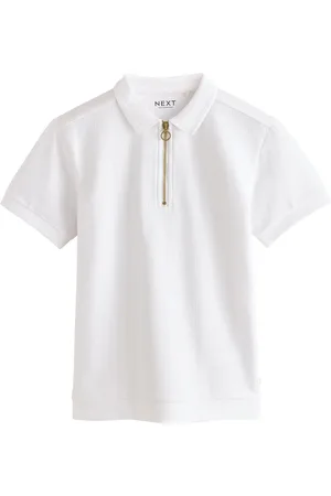 Next Textured Short Sleeve Quarter Zip Polo Shirt (3-16yrs)146152cm